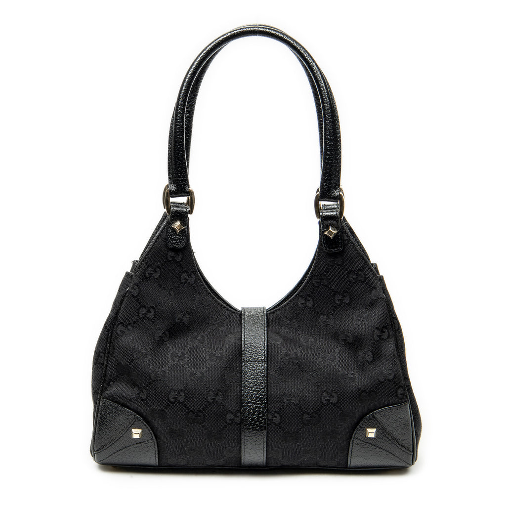Shoulder Bag Nailhead Jackie Bardot Black Monogrammed Canvas