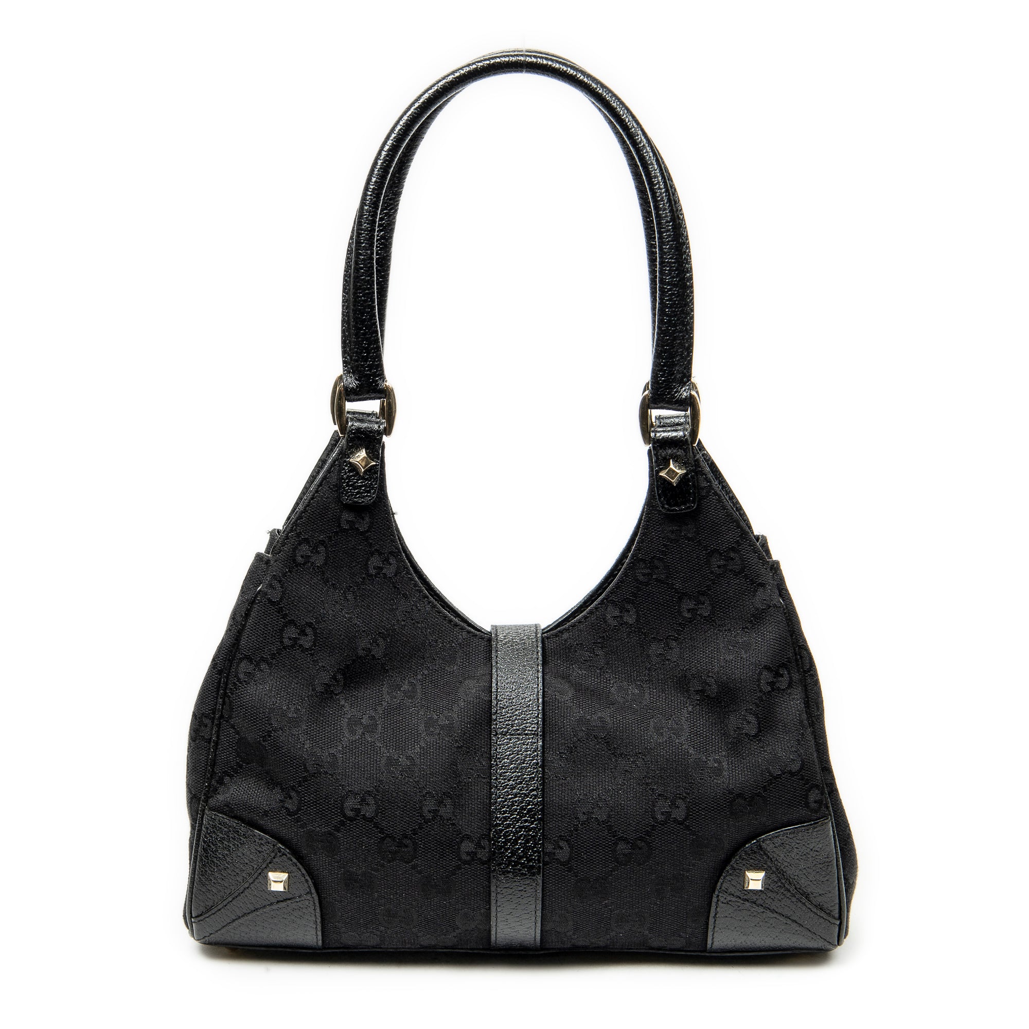 Shoulder Bag Nailhead Jackie Bardot Black Monogrammed Canvas