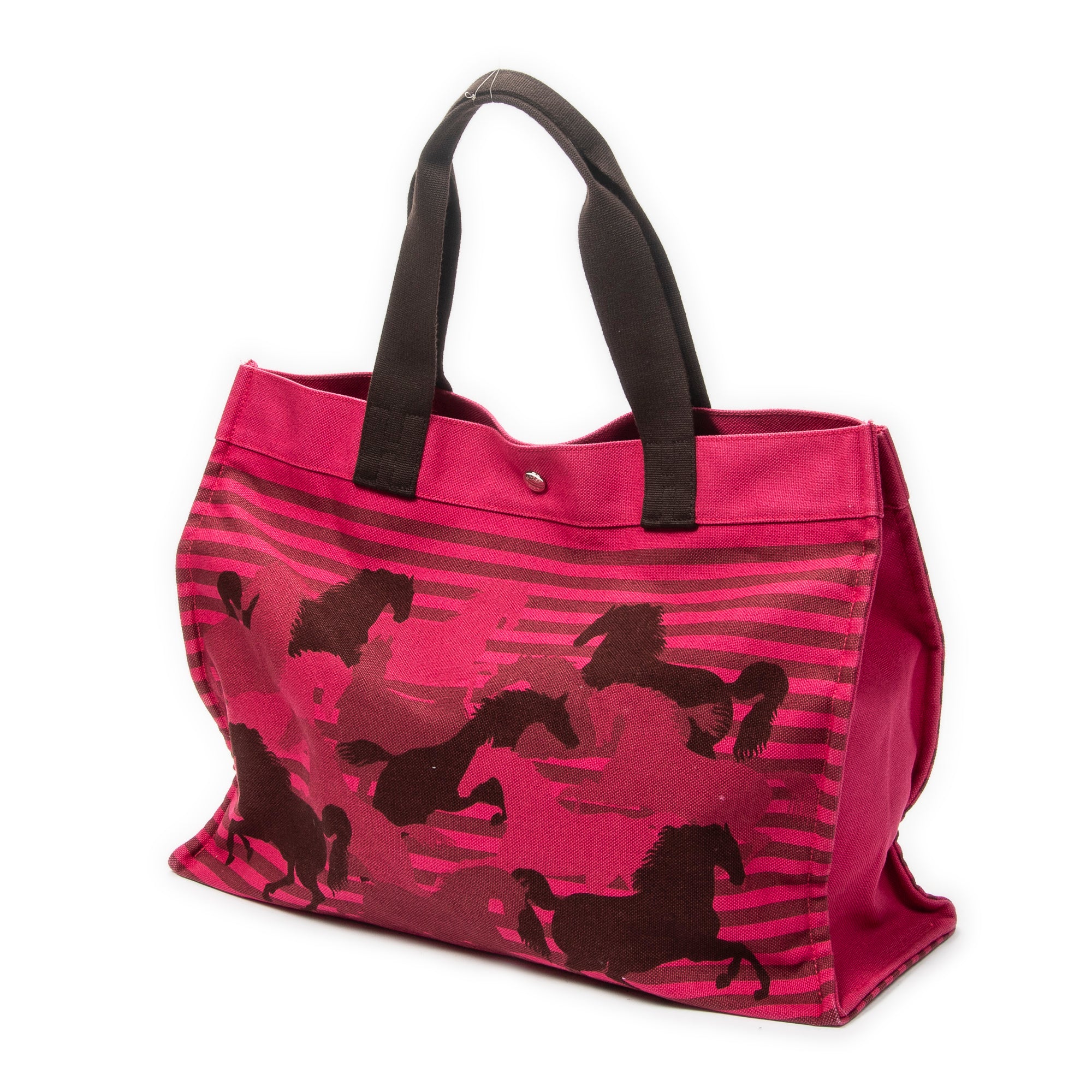 Shoulder Bag Chevaux En Camouflage Beach Bag Fuchsia Pink Toile Officier Canvas