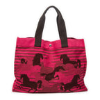 Shoulder Bag Chevaux En Camouflage Beach Bag Fuchsia Pink Toile Officier Canvas