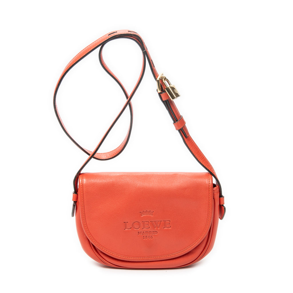 Shoulder Bag Mini Heritage Flap Crossbody Orange Grained Calfskin Leather