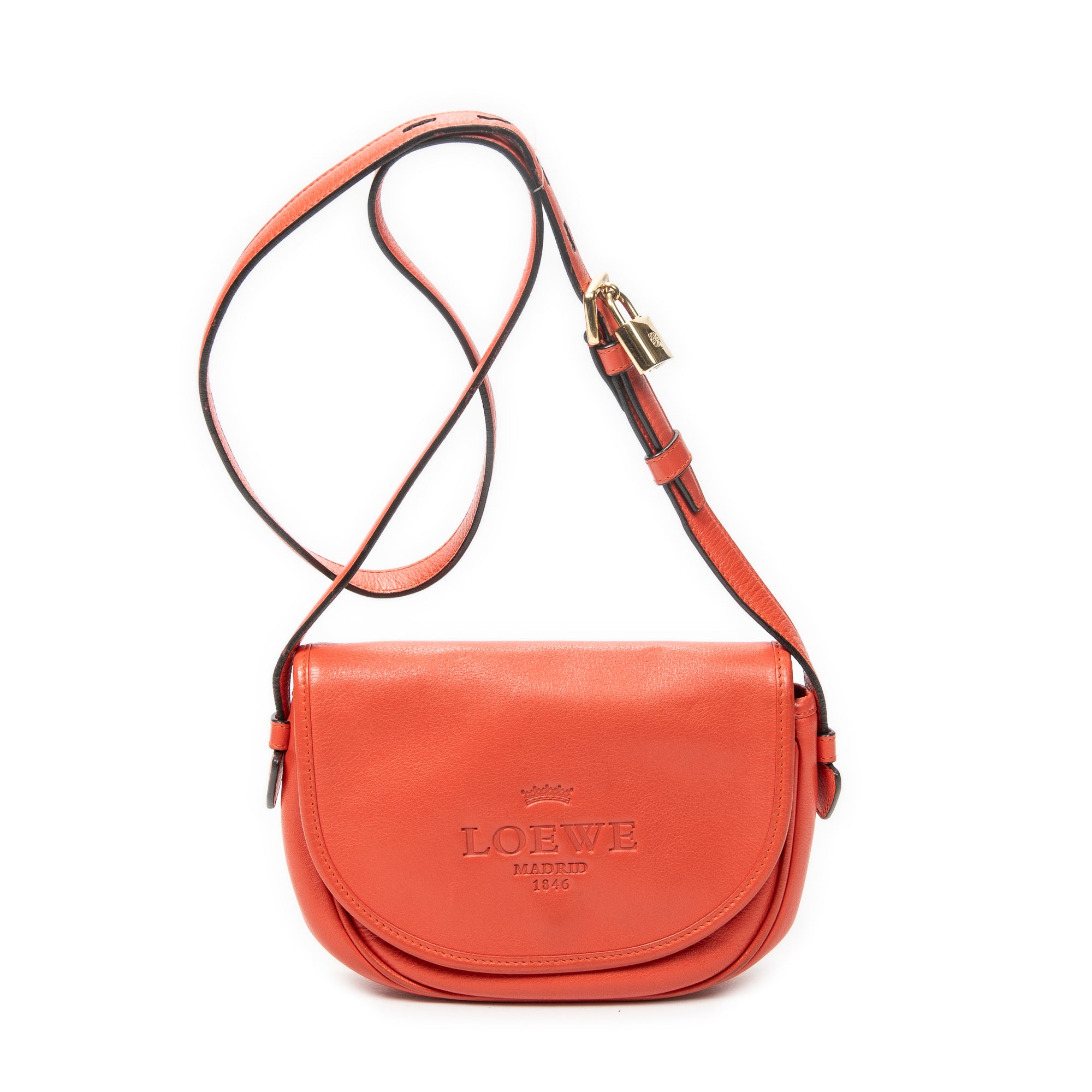 Shoulder Bag Mini Heritage Flap Crossbody Orange Grained Calfskin Leather