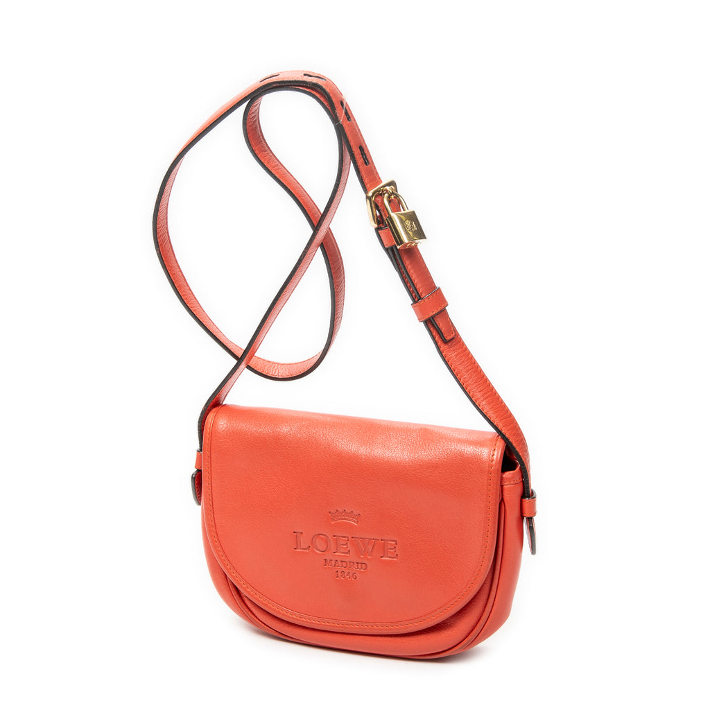 Shoulder Bag Mini Heritage Flap Crossbody Orange Grained Calfskin Leather