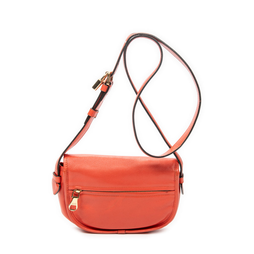 Shoulder Bag Mini Heritage Flap Crossbody Orange Grained Calfskin Leather