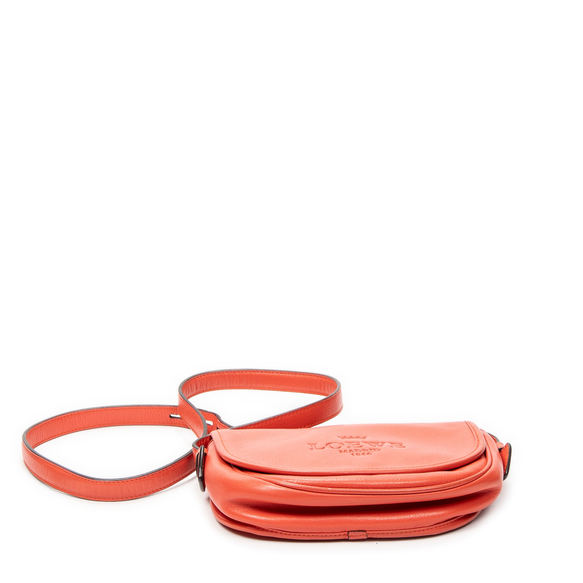Shoulder Bag Mini Heritage Flap Crossbody Orange Grained Calfskin Leather