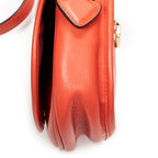 Shoulder Bag Mini Heritage Flap Crossbody Orange Grained Calfskin Leather
