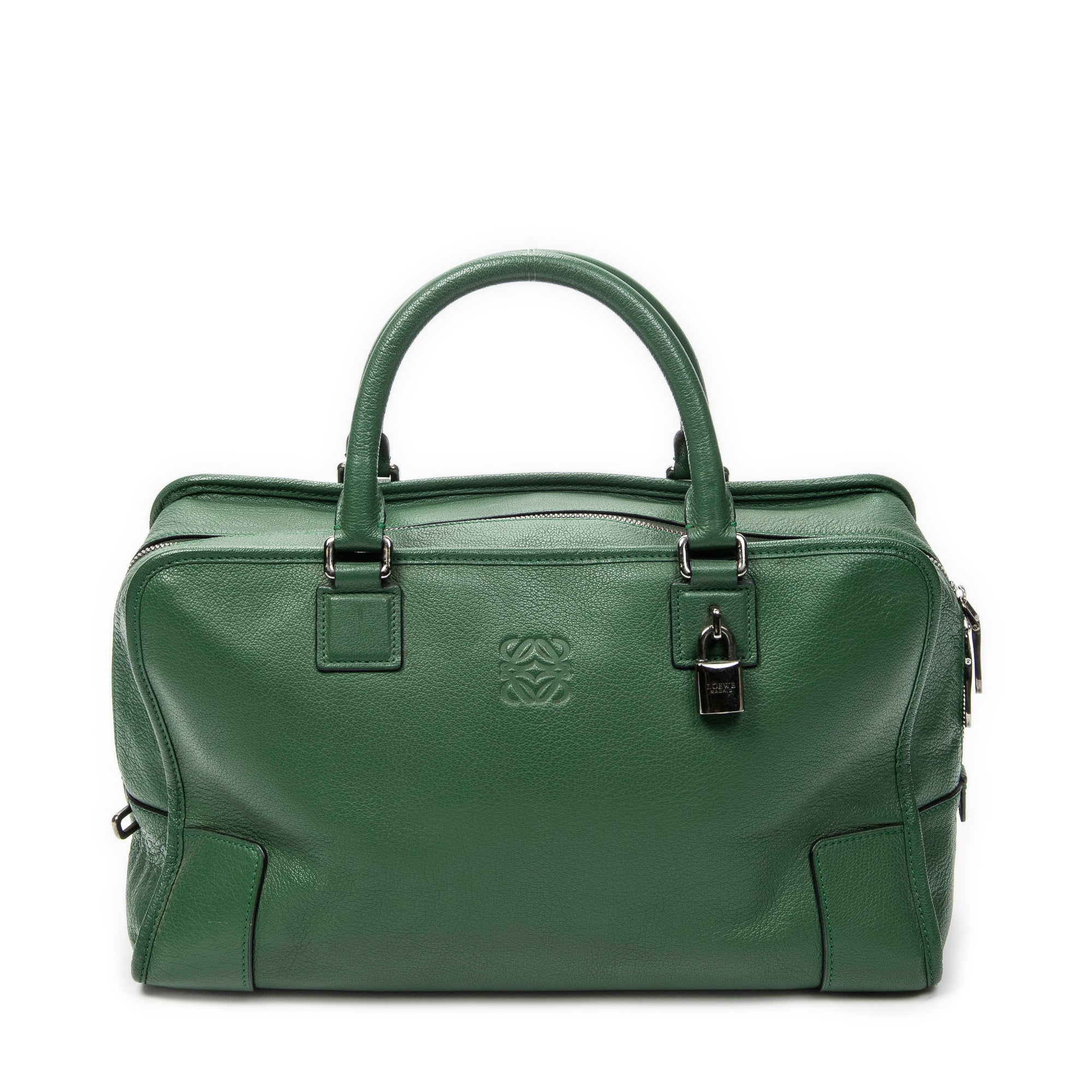 Handbag Amazona 36 Green Grained Calfskin Leather