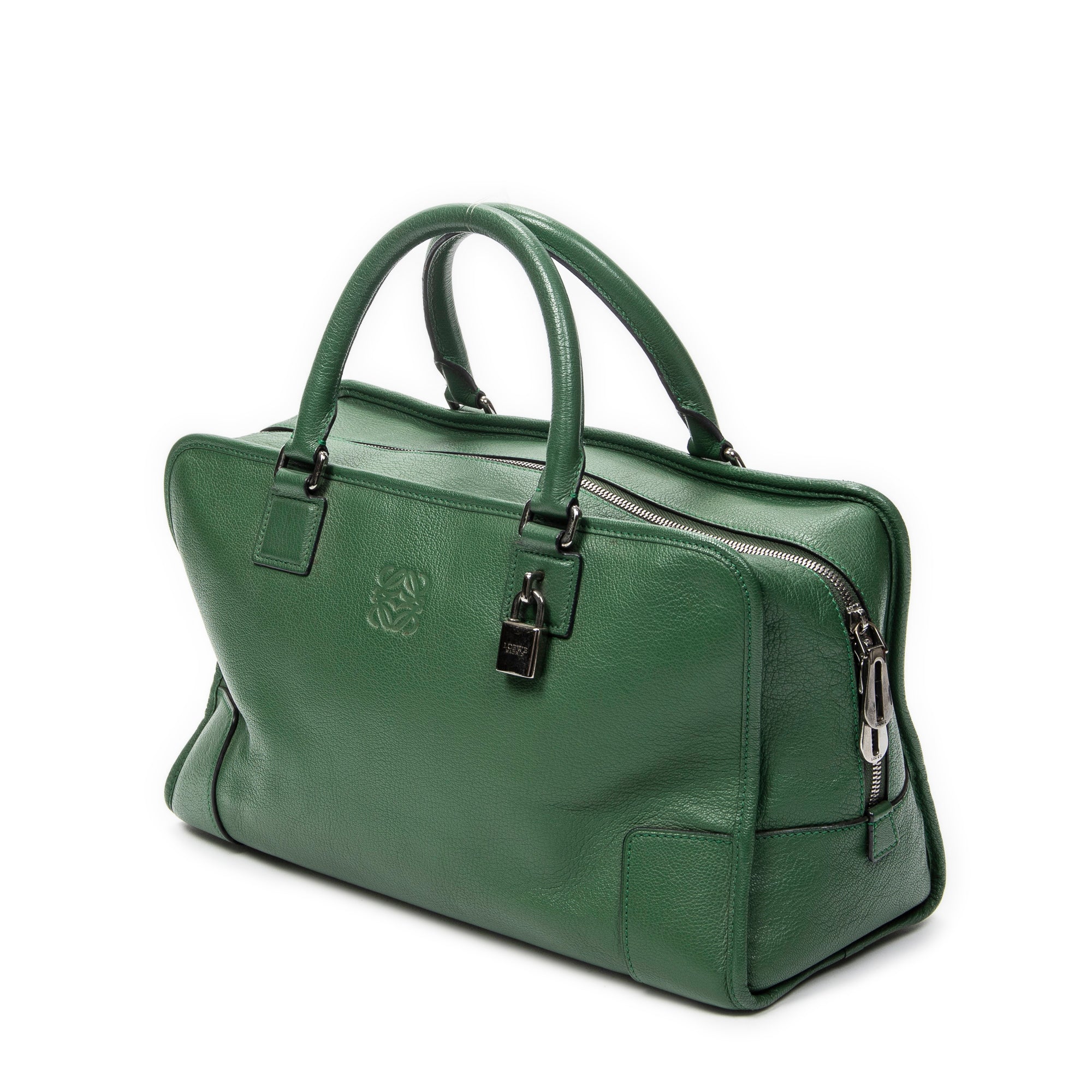 Handbag Amazona 36 Green Grained Calfskin Leather