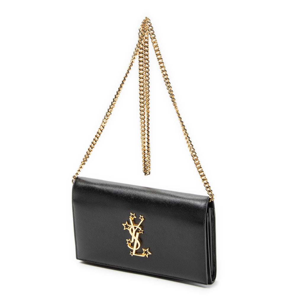 Shoulder Bag Star Kate Chain Black Grain de Poudre Leather
