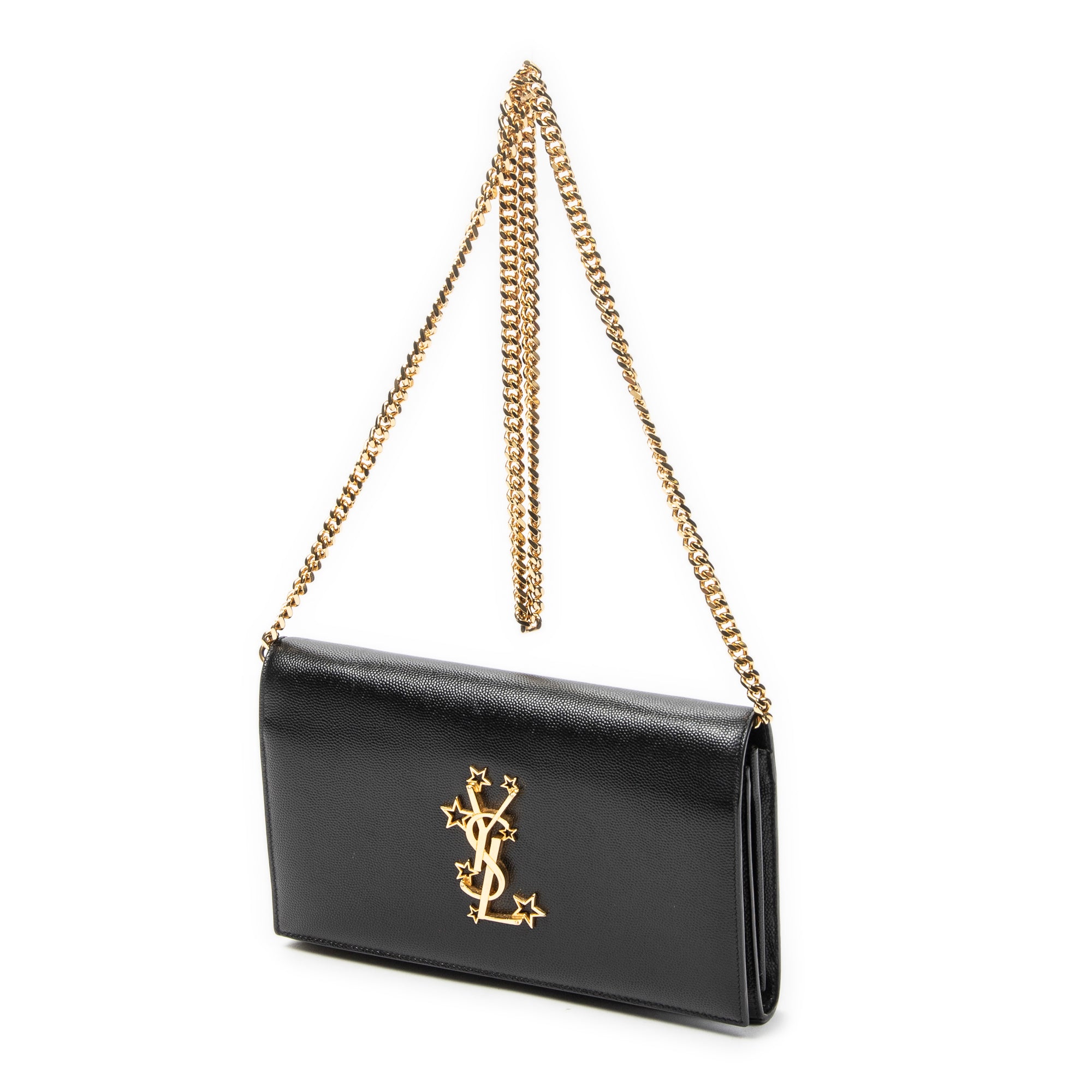 Shoulder Bag Star Kate Chain Black Grain de Poudre Leather