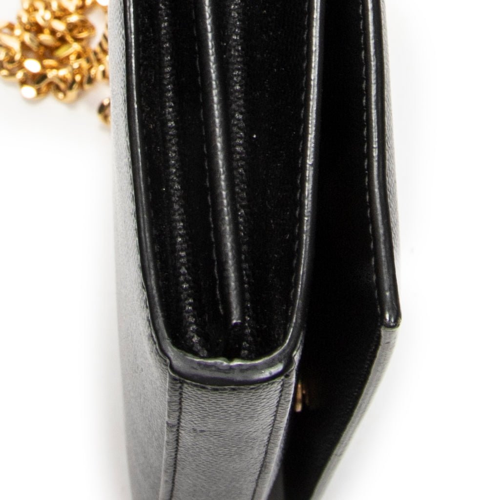 Shoulder Bag Star Kate Chain Black Grain de Poudre Leather