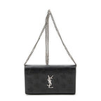 Shoulder Bag Star Embossed Kate Chain Black Calfskin Leather
