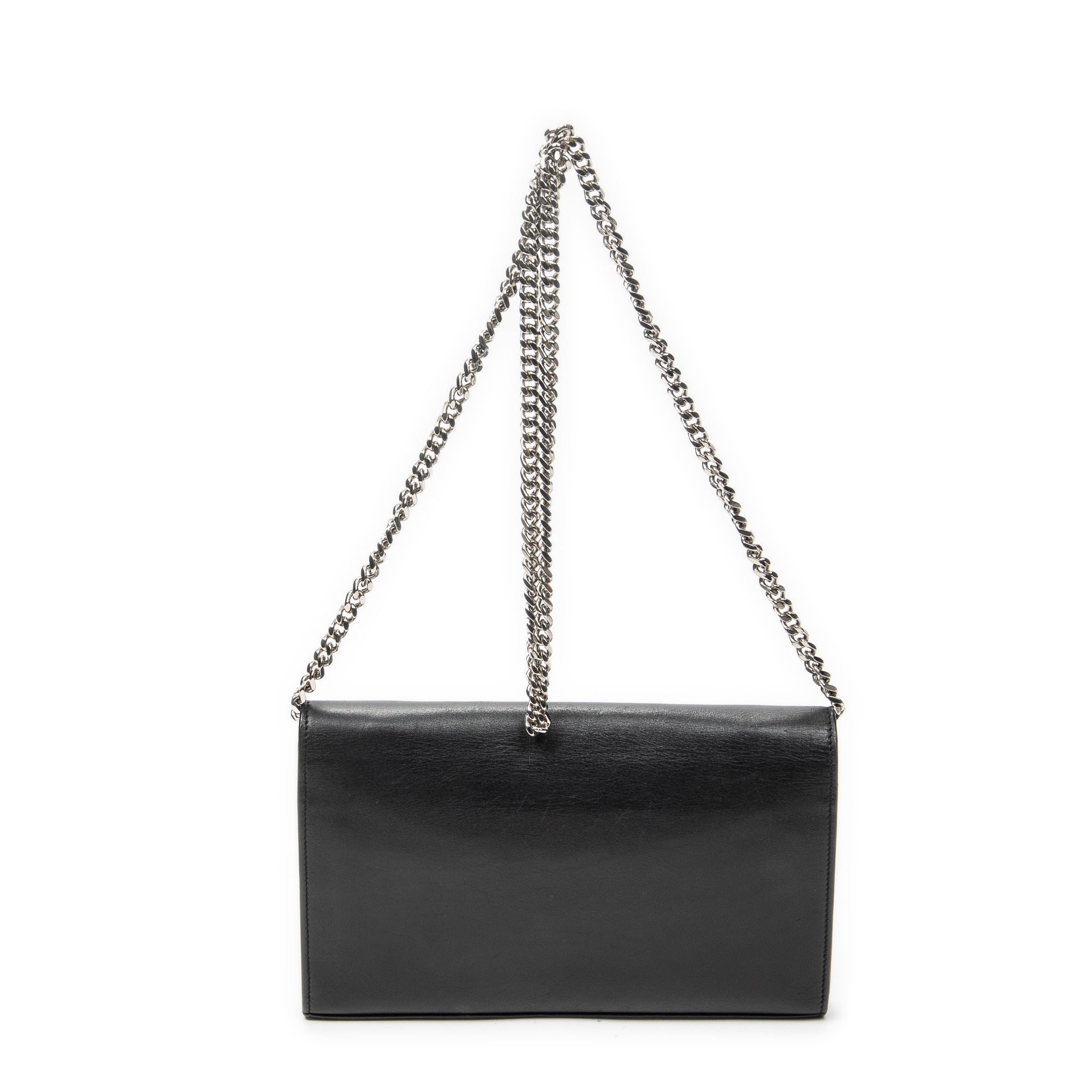 Shoulder Bag Star Embossed Kate Chain Black Calfskin Leather