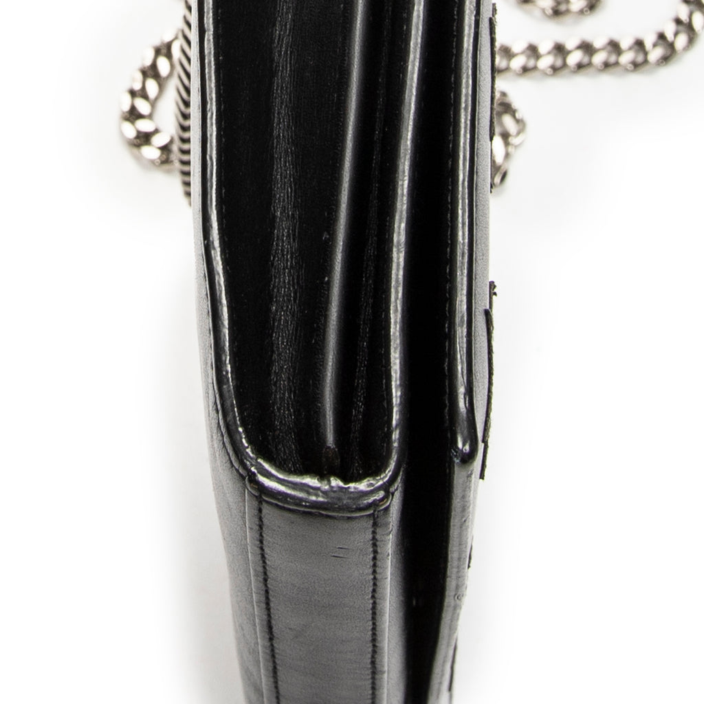 Shoulder Bag Star Embossed Kate Chain Black Calfskin Leather