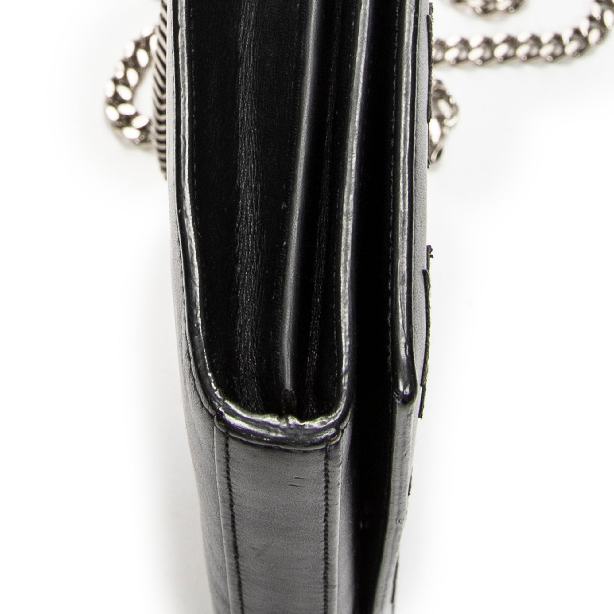 Shoulder Bag Star Embossed Kate Chain Black Calfskin Leather