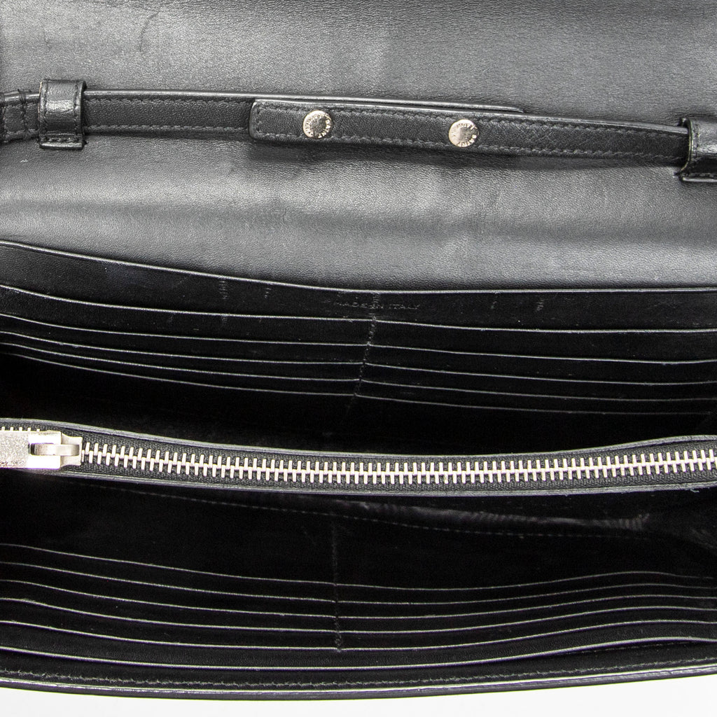 Shoulder Bag Star Embossed Kate Chain Black Calfskin Leather