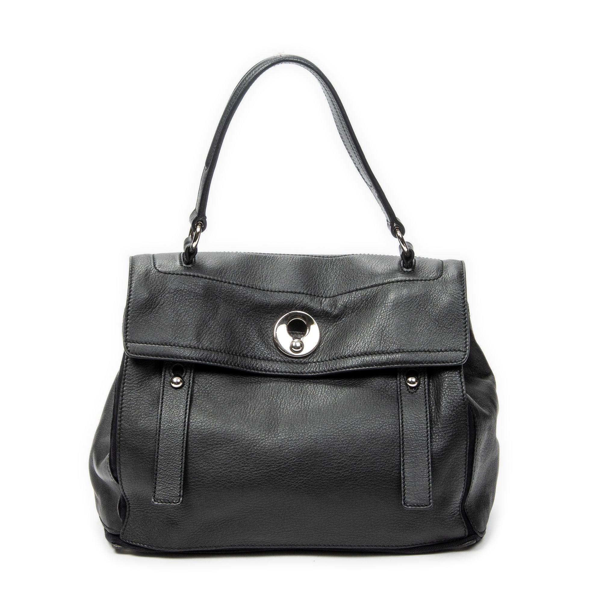 Shoulder Bag Muse Two Black Grained Calfskin Leather