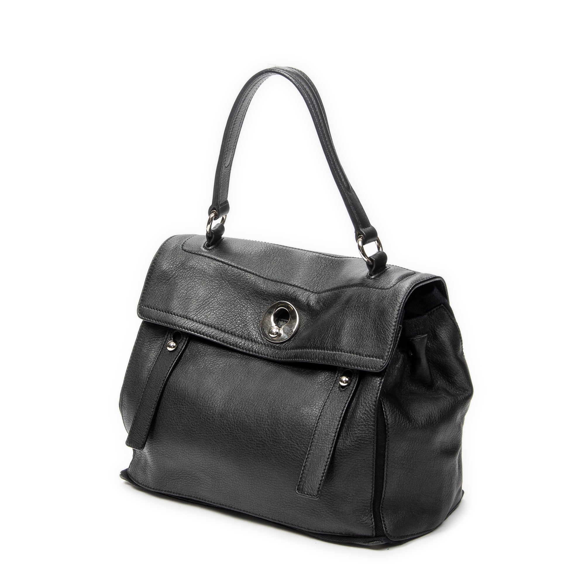 Shoulder Bag Muse Two Black Grained Calfskin Leather