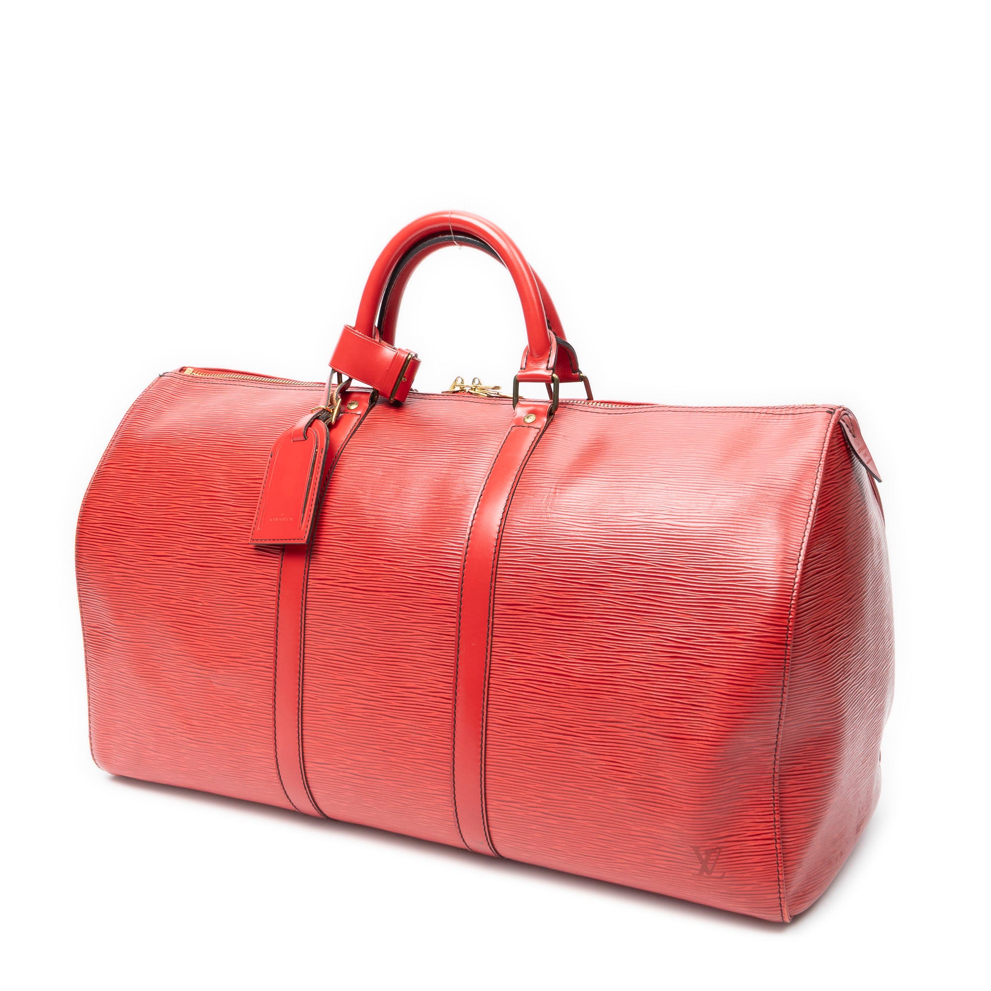 Travel Bag Keepall Black Stitching 50 Red Epi