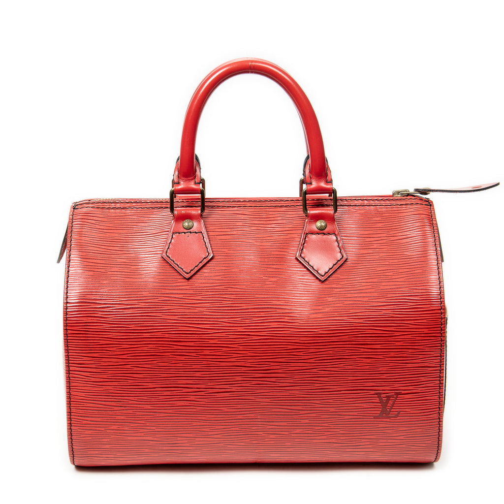 Handbag Speedy Black Stitching 25 Red Epi
