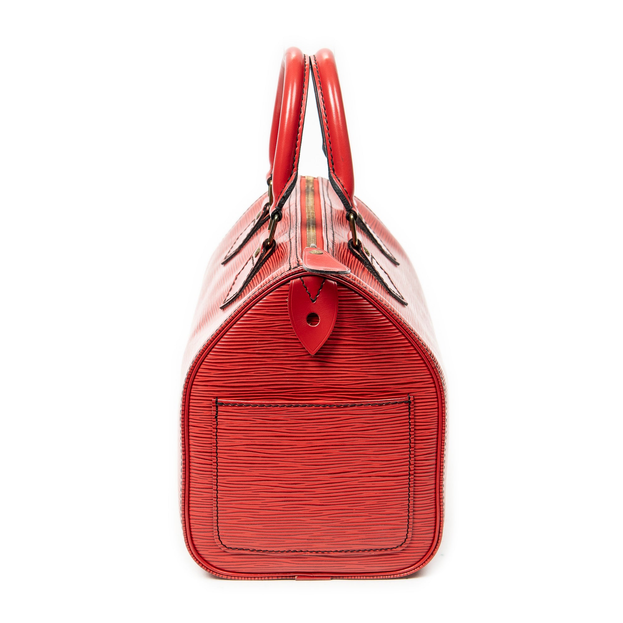 Handbag Speedy Black Stitching 25 Red Epi