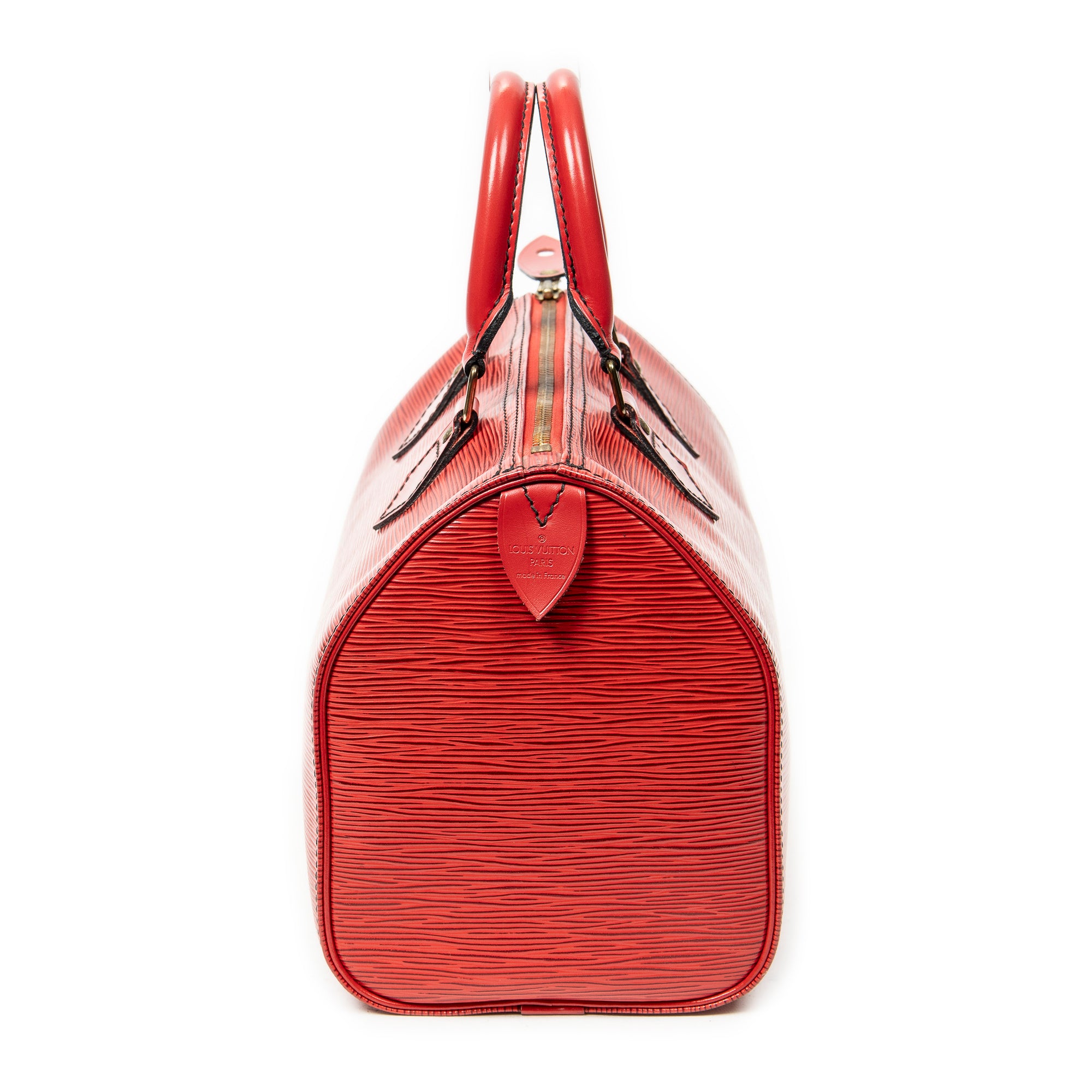 Handbag Speedy Black Stitching 25 Red Epi