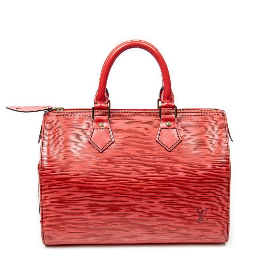 Handbag Speedy Black Stitching 25 Red Epi