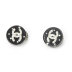 Earrings CC Rhinestone Enamel Clip On Earrings Black Gold Plated