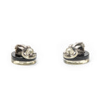 Earrings CC Rhinestone Enamel Clip On Earrings Black Gold Plated