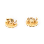 Earrings CC Button Clip On Earrings Black Gold Plated