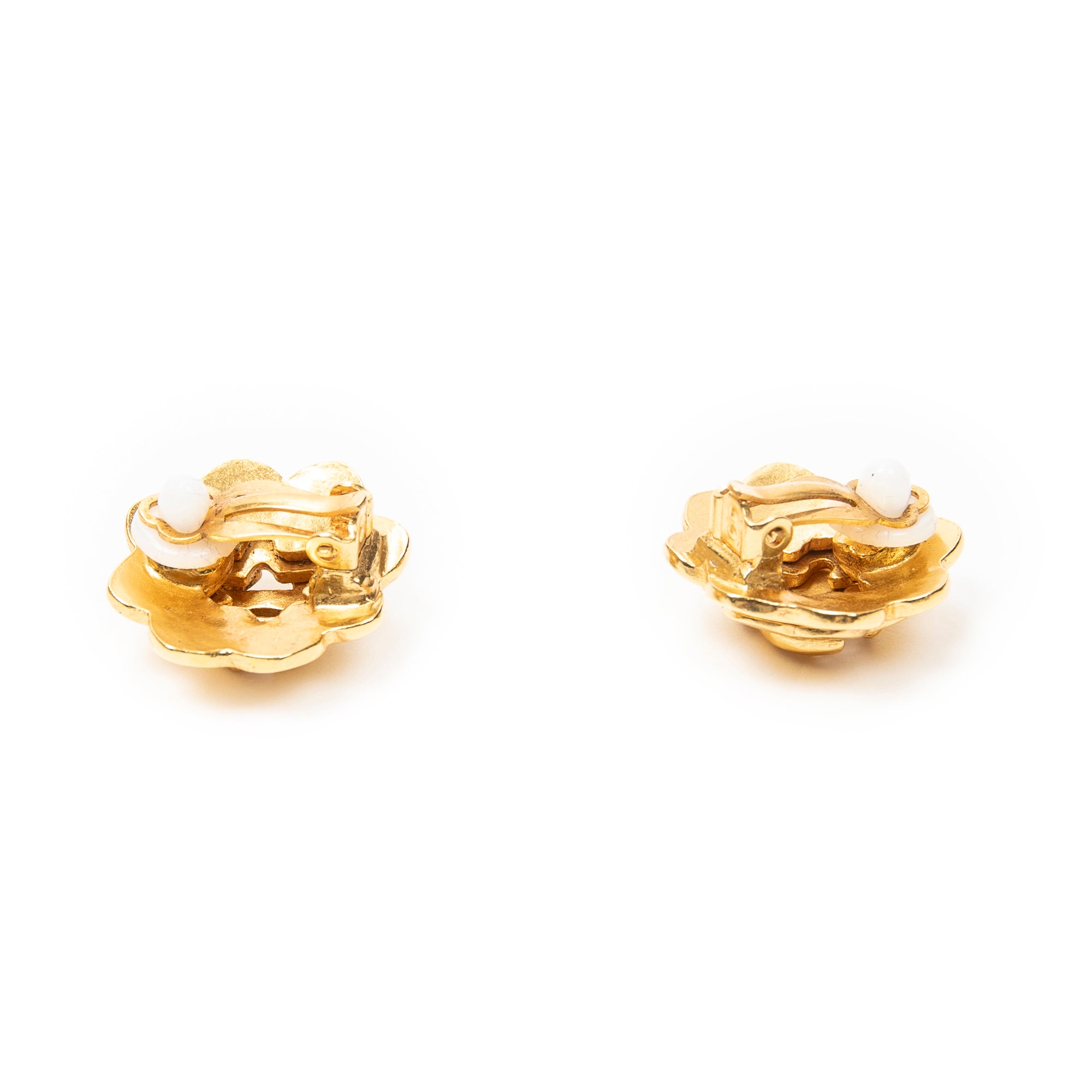 Earrings CC Flower Clip On Earrings Gold Gold Plated