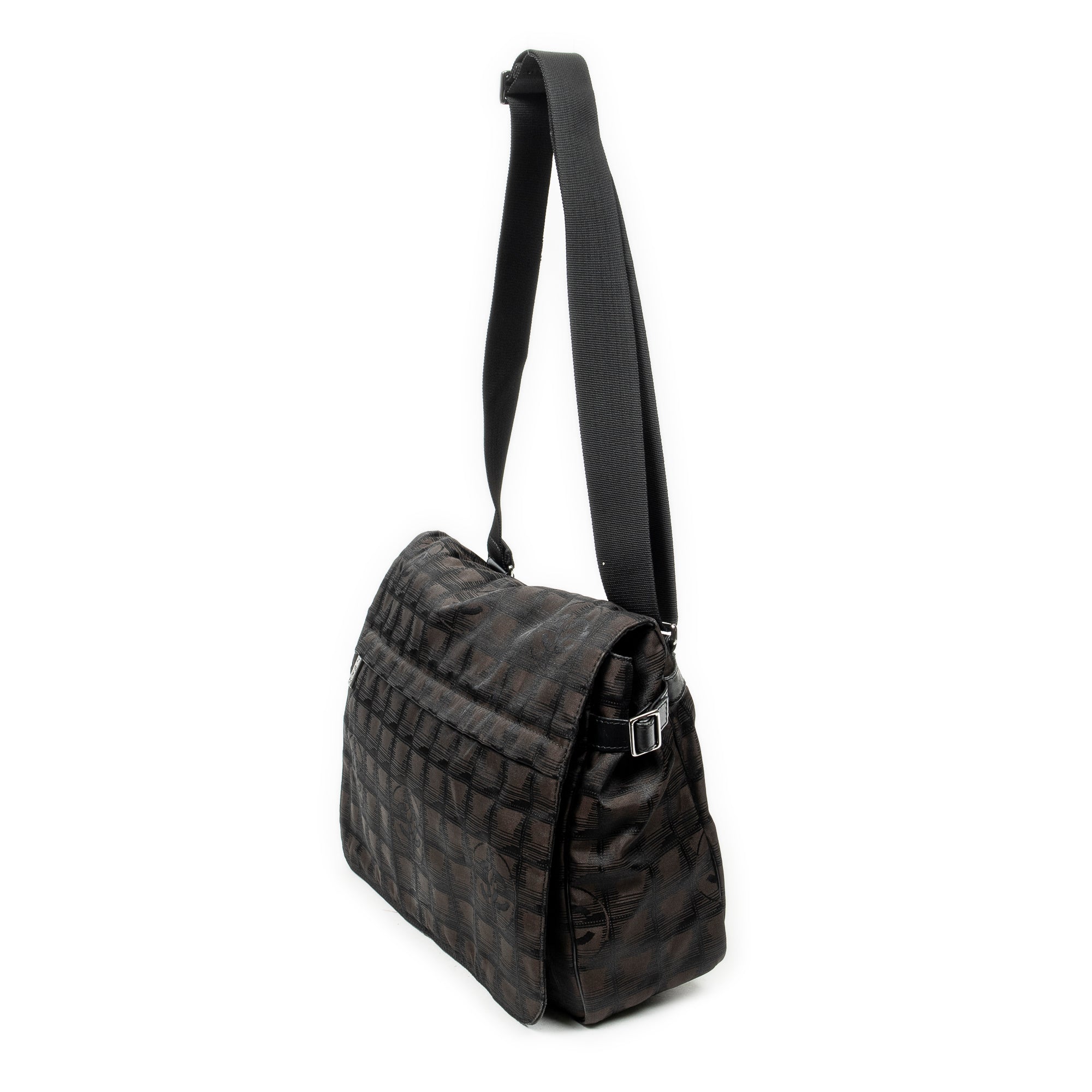 Shoulder Bag New Travel Line Flap Messenger Dark Brown Travel Line Nylon Canvas