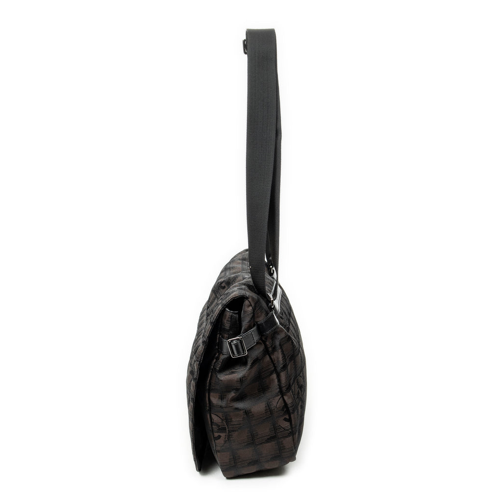 Shoulder Bag New Travel Line Flap Messenger Dark Brown Travel Line Nylon Canvas
