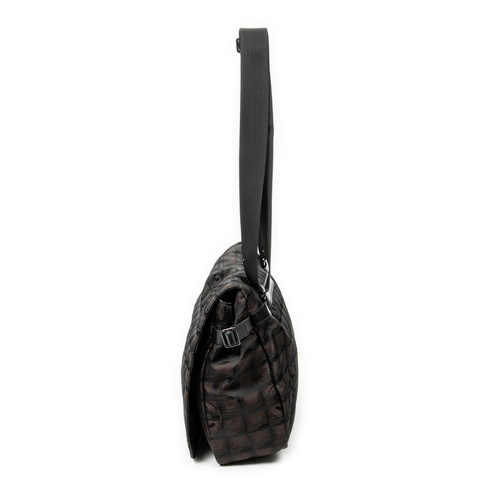 Shoulder Bag New Travel Line Flap Messenger Dark Brown Travel Line Nylon Canvas