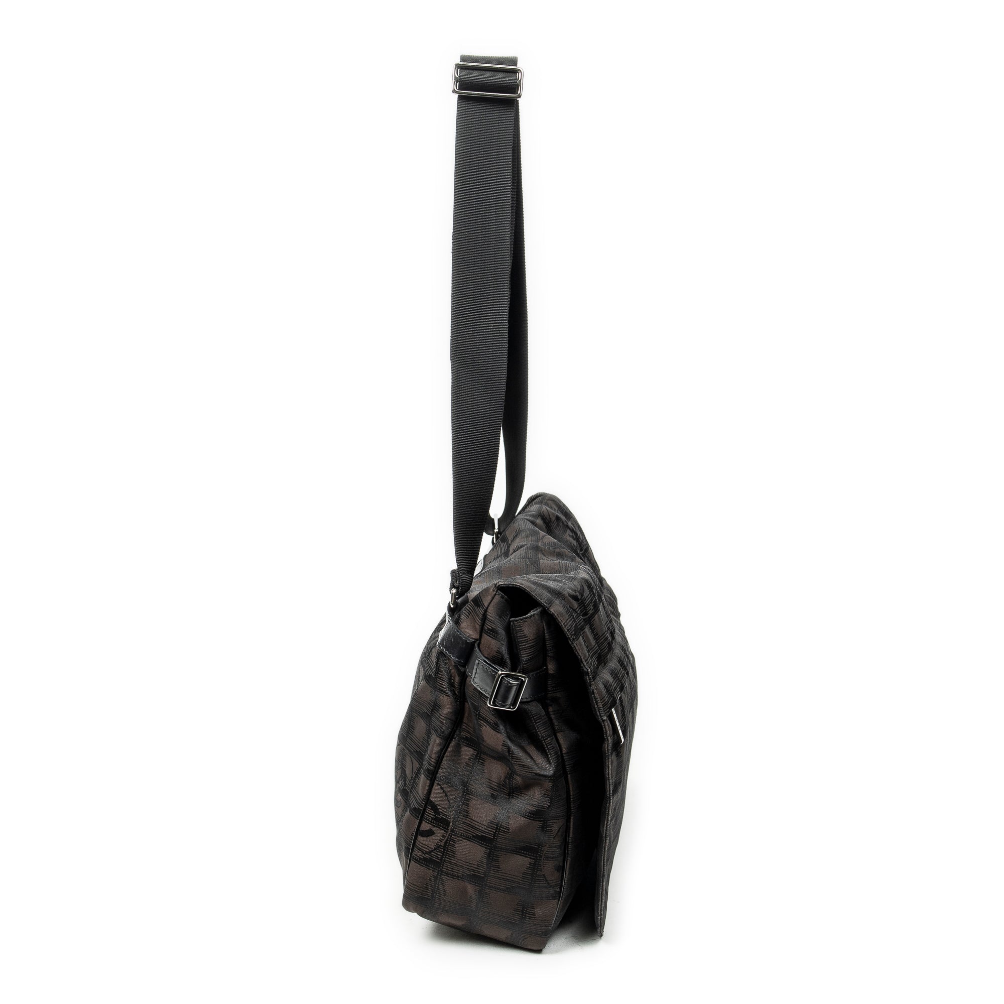 Shoulder Bag New Travel Line Flap Messenger Dark Brown Travel Line Nylon Canvas