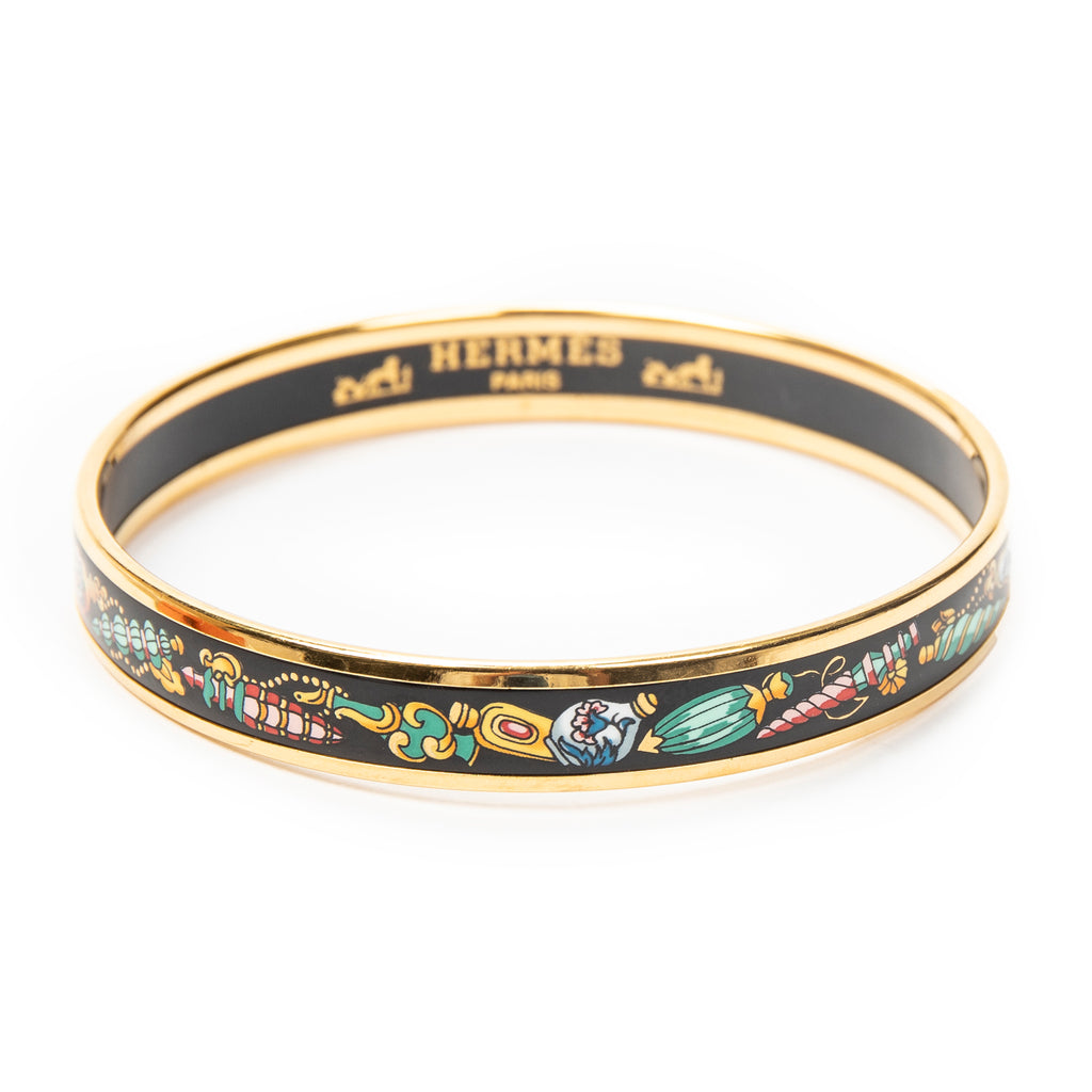 Bracelet Enamel Bangle PM Black Vase Motif
