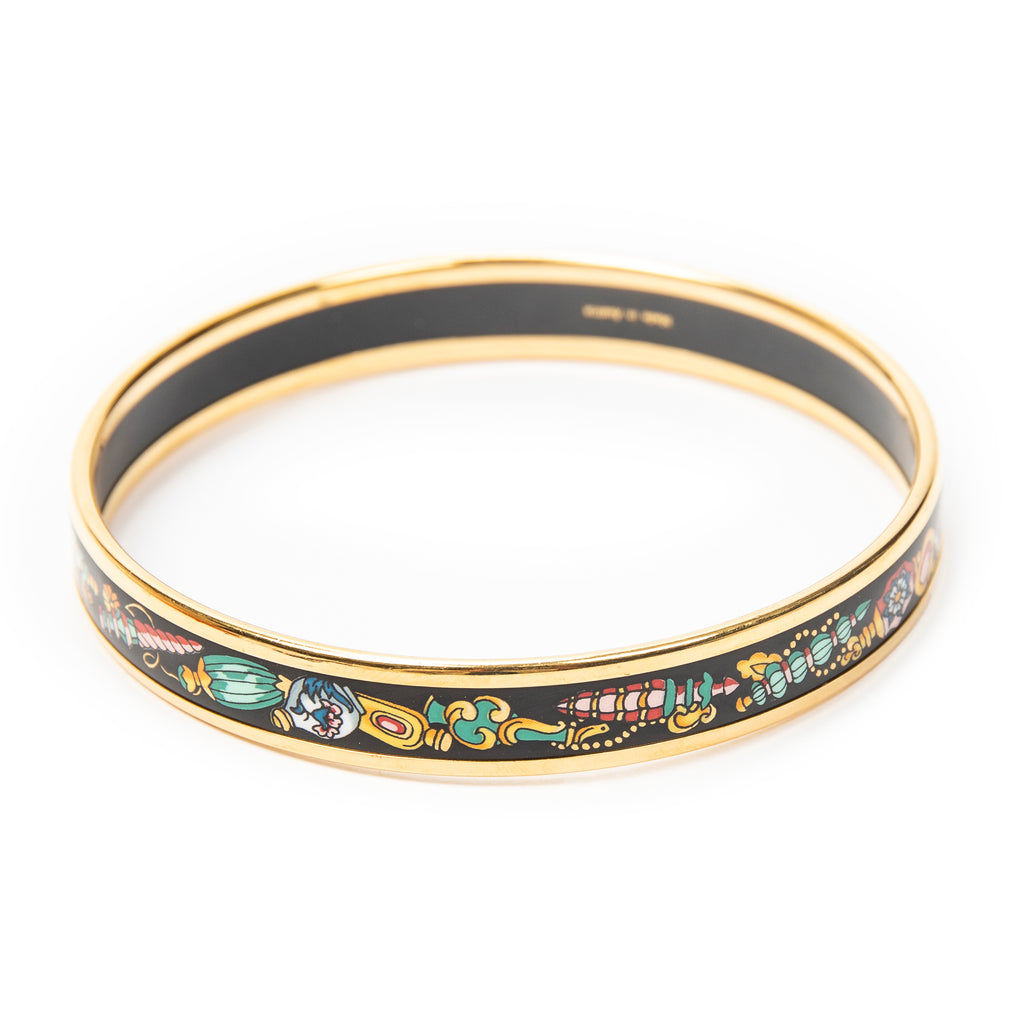 Bracelet Enamel Bangle PM Black Vase Motif