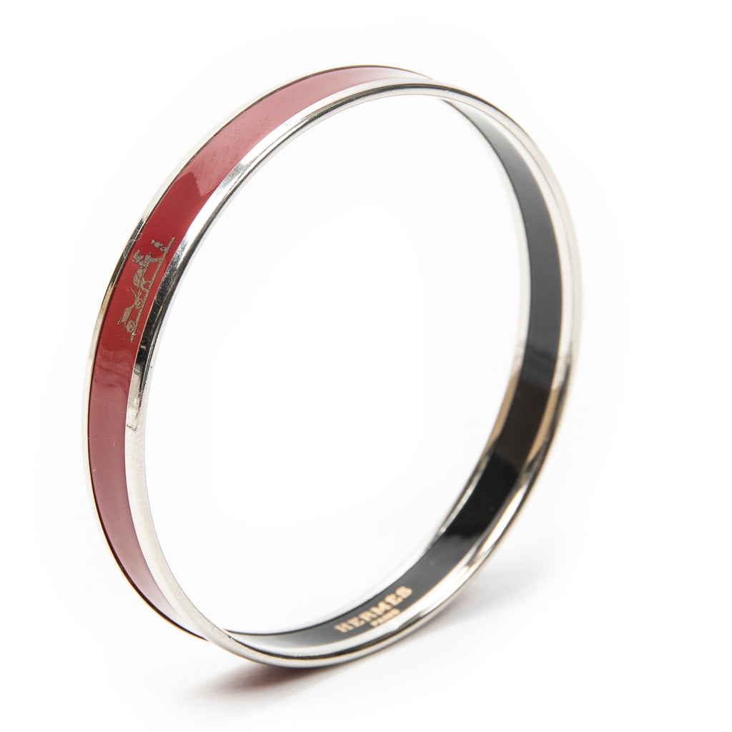 Bracelet Enamel Bangle PM Maroon Logo Motif