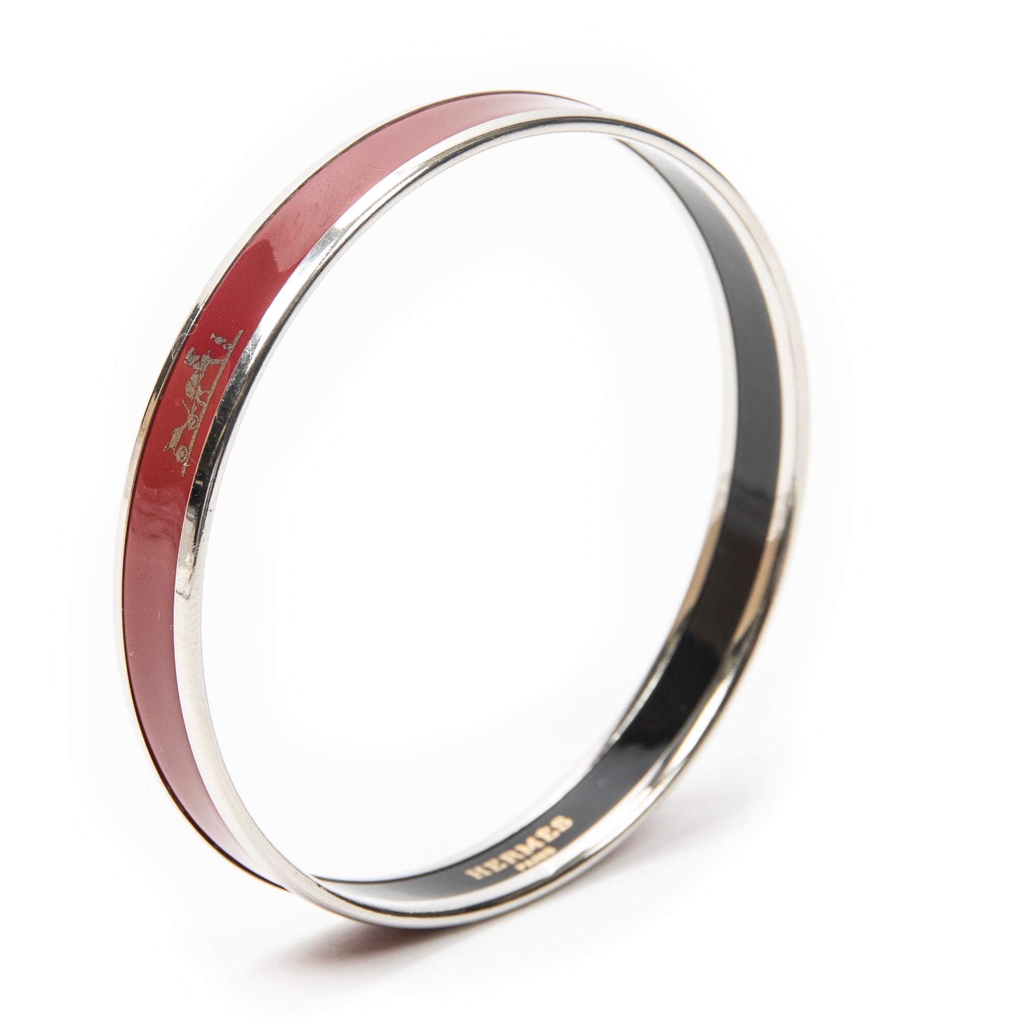 Bracelet Enamel Bangle PM Maroon Logo Motif