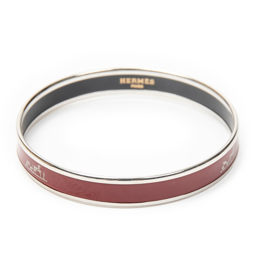 Bracelet Enamel Bangle PM Maroon Logo Motif
