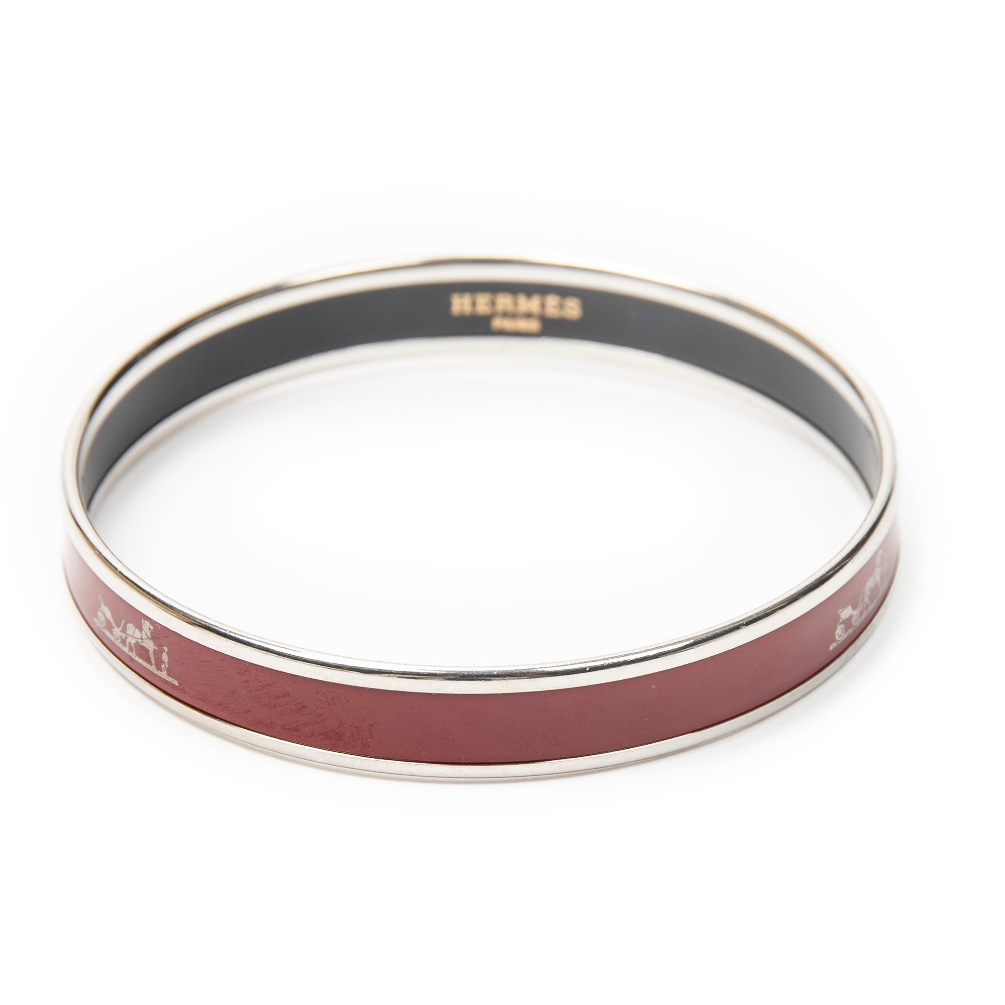 Bracelet Enamel Bangle PM Maroon Logo Motif