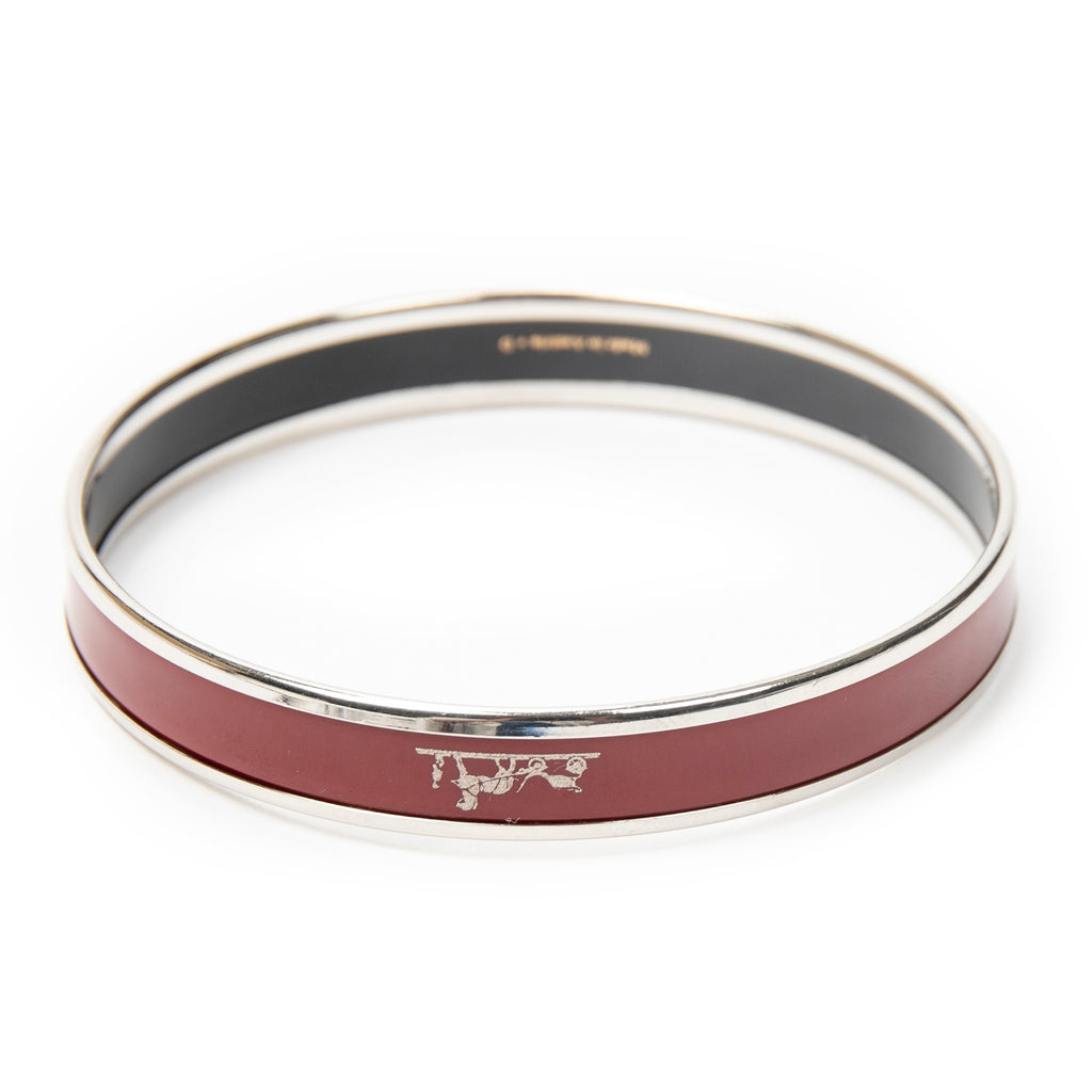 Bracelet Enamel Bangle PM Maroon Logo Motif