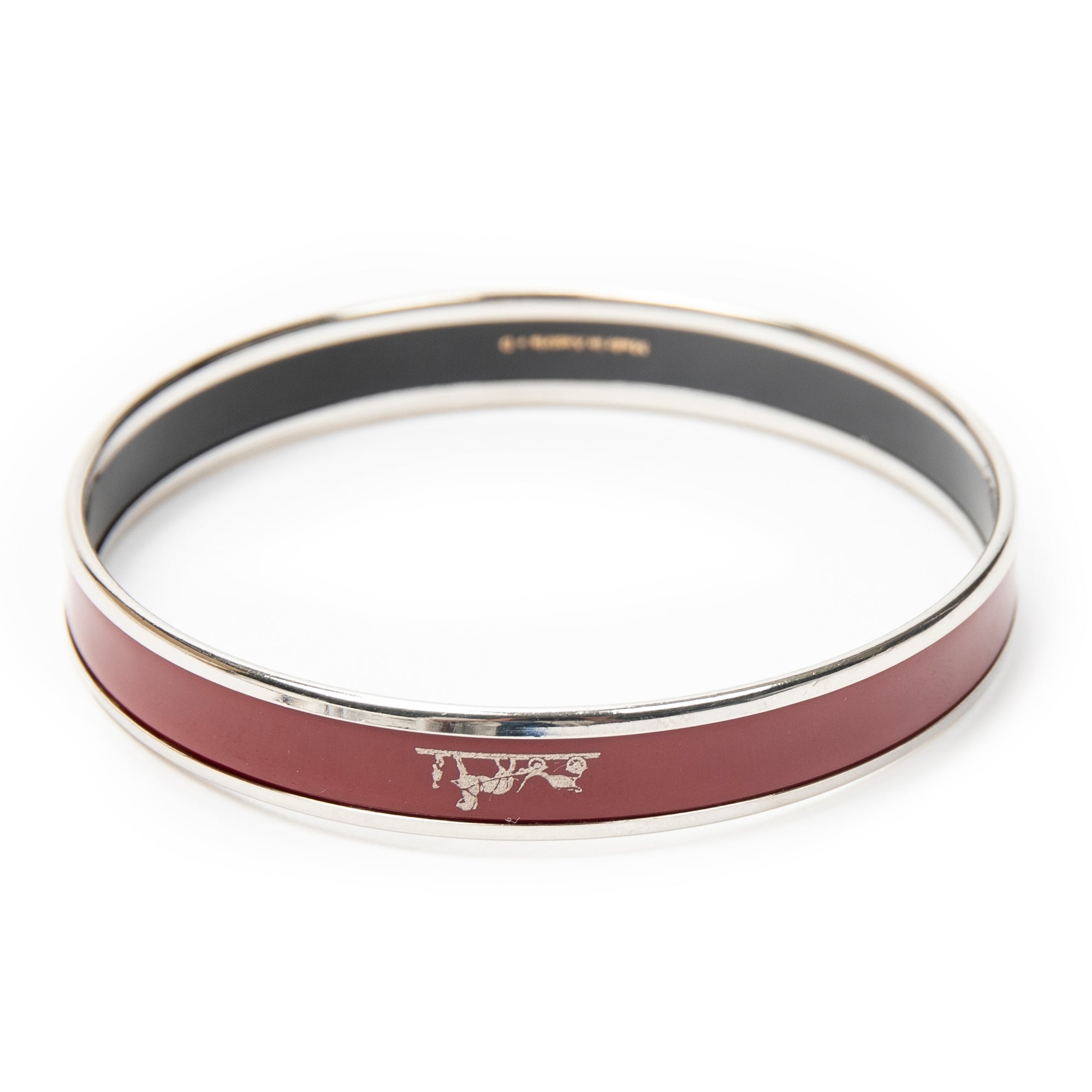 Bracelet Enamel Bangle PM Maroon Logo Motif