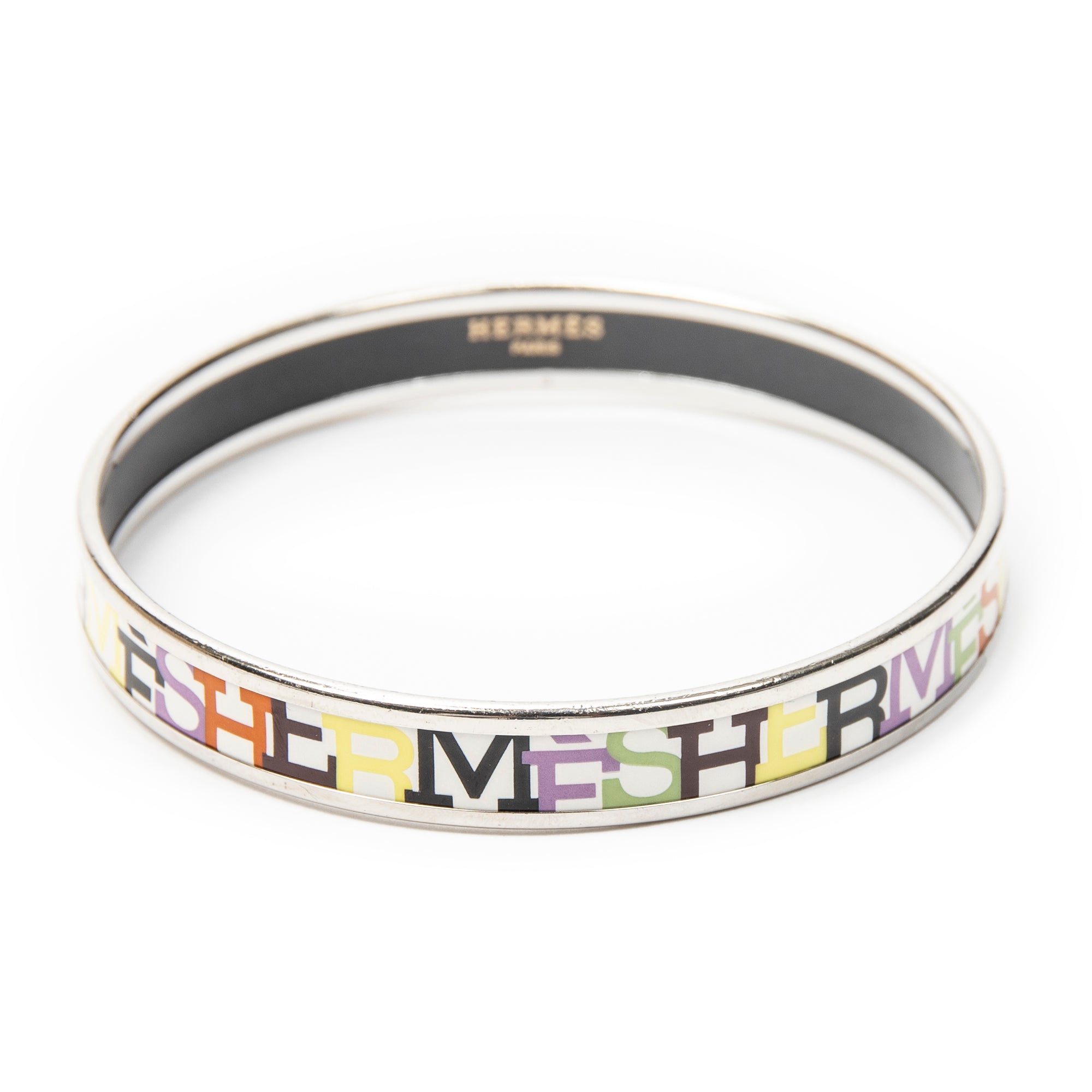 Bracelet Enamel Bangle PM Multicolor Alphabet Motif