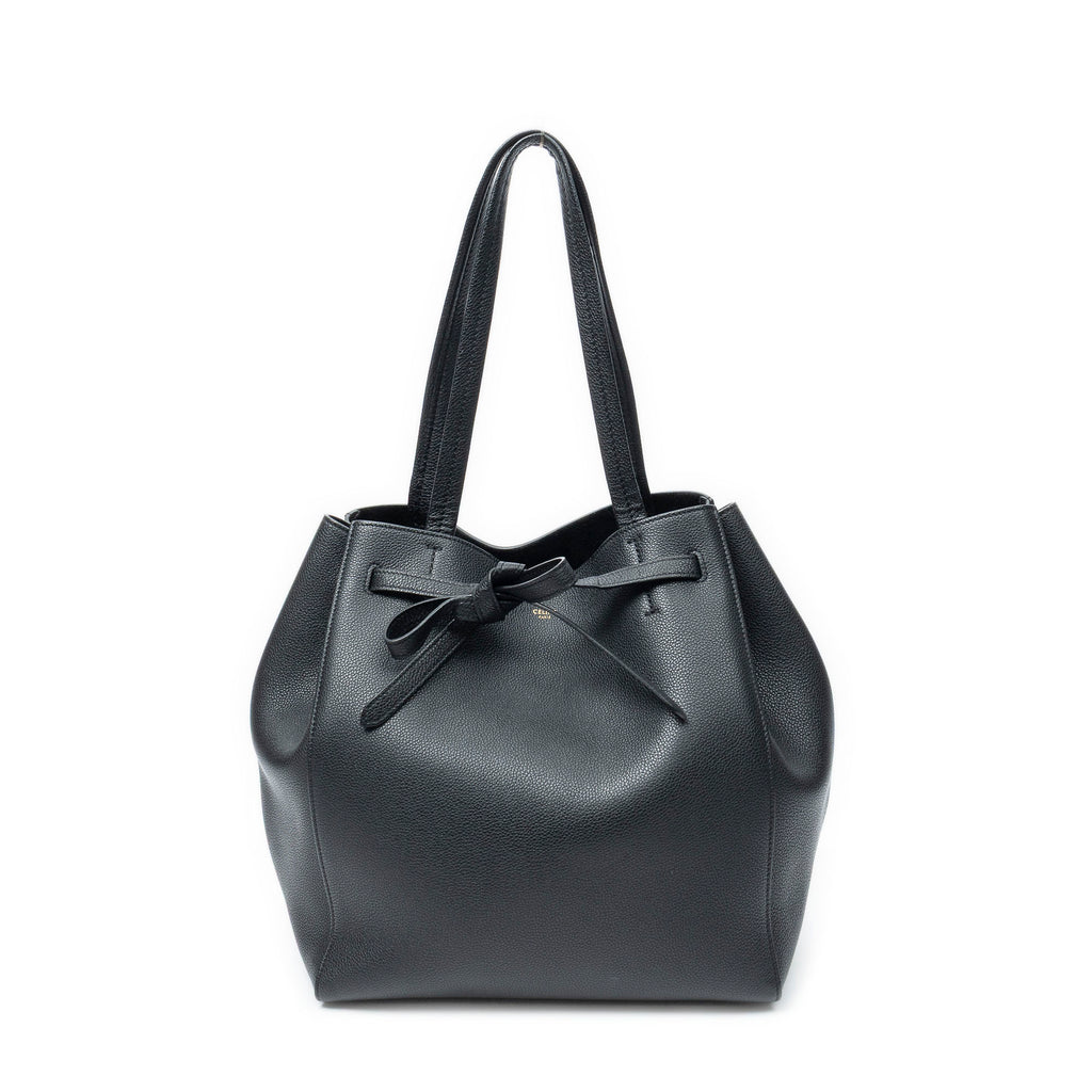 Shoulder Bag Small Belt Cabas Phantom Black Grained Calfskin Leather