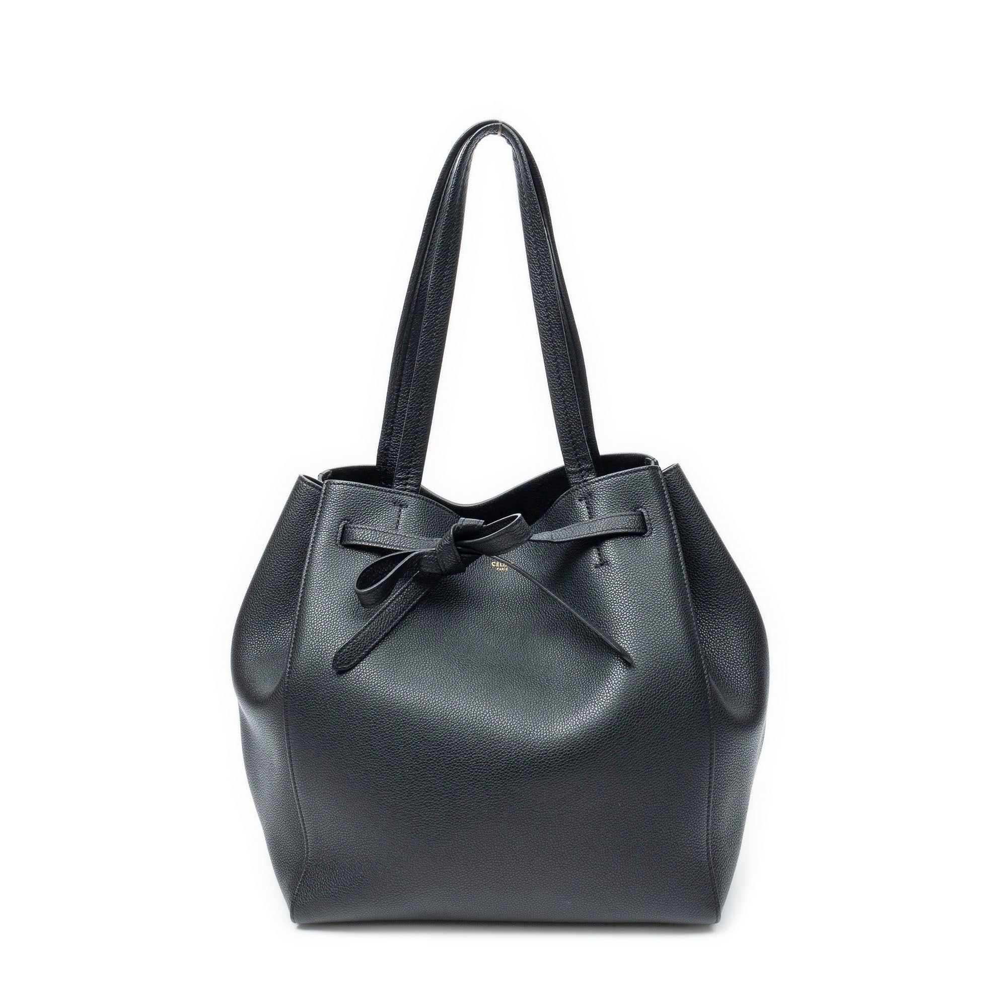 Shoulder Bag Small Belt Cabas Phantom Black Grained Calfskin Leather