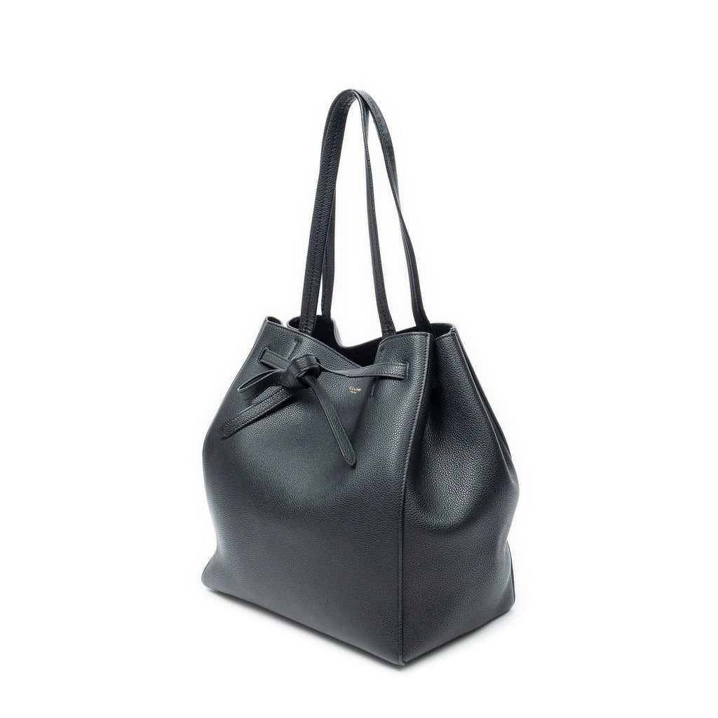 Shoulder Bag Small Belt Cabas Phantom Black Grained Calfskin Leather