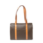 Shoulder Bag Zip Shopping Tote Brown Macadam Coated Canvas