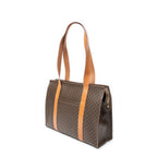 Shoulder Bag Zip Shopping Tote Brown Macadam Coated Canvas