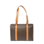 Shoulder Bag Zip Shopping Tote Brown Macadam Coated Canvas